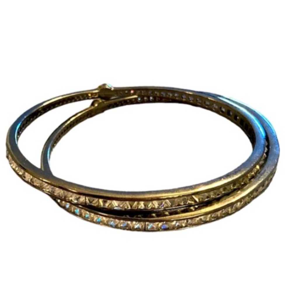 Henri Bendel Women’s Dark Gray Metal Bangle Bracelets With Crystals. Two Of Them - Picture 6 of 8